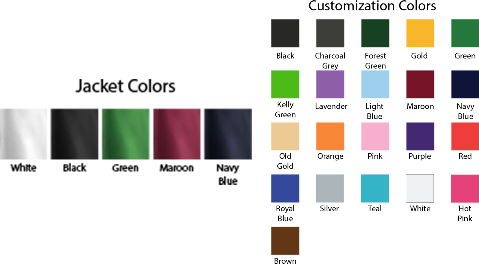 Senior Class Bomber Jacket Options