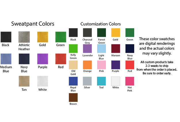 Senior Class Sweatpant Options